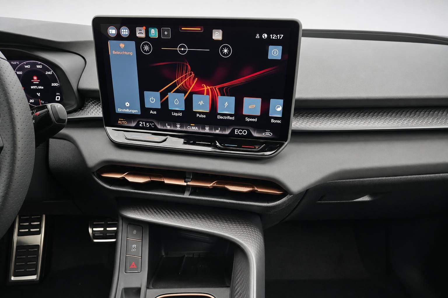 Infotainment-Display im Cupra mit Beleuchtungseinstellungen und Ambientelicht