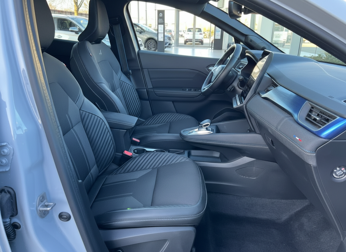 Alpine A290 Innenraum mit schwarzen Sportsitzen und modernem Cockpit-Display