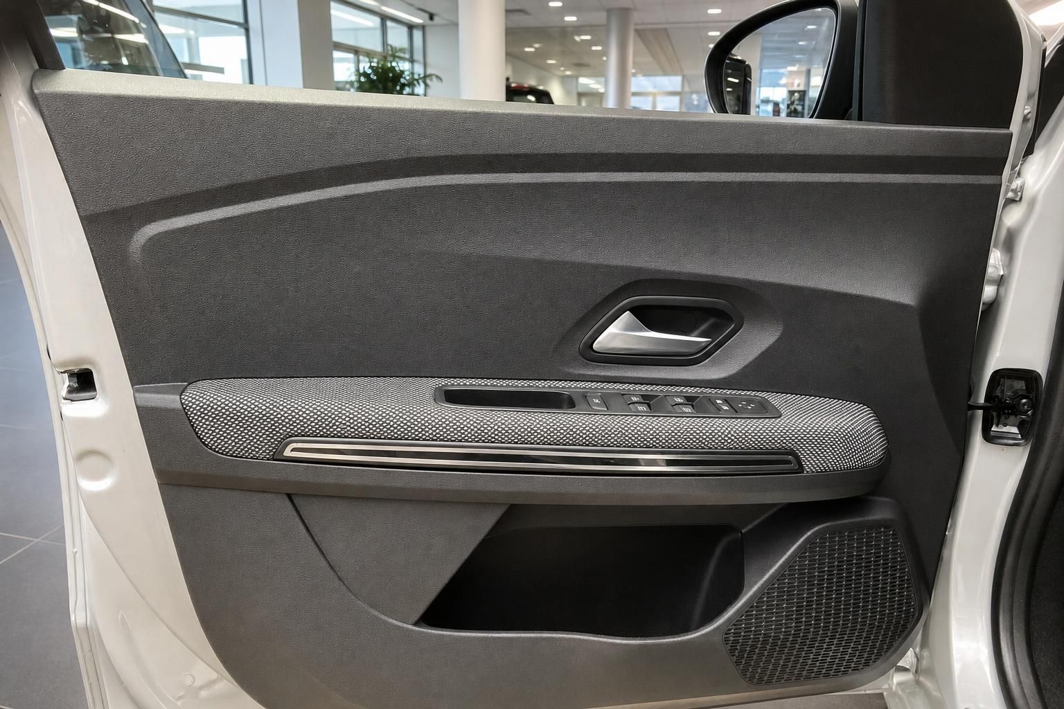 Türverkleidung hinten mit Bedienelementen im Dacia Innenraum