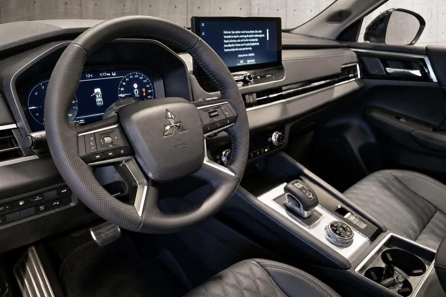Mitsubishi Outlander Innenraum Cockpit und Lenkrad Ansicht
