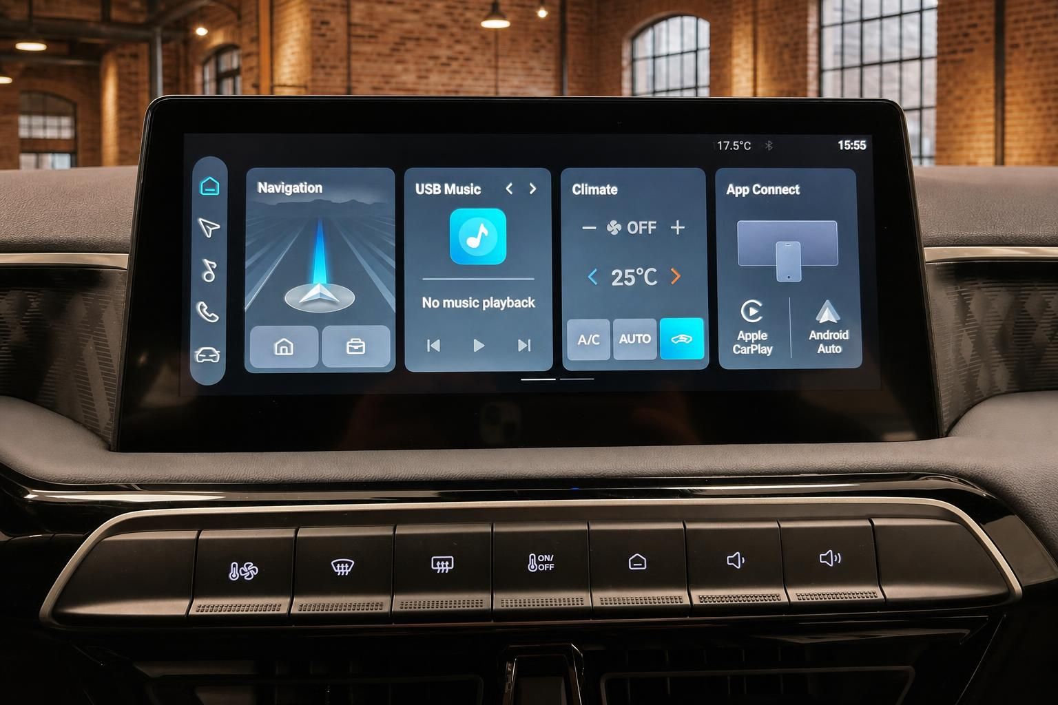 MG Touchscreen mit Navigation, Klima und App-Connect Menue