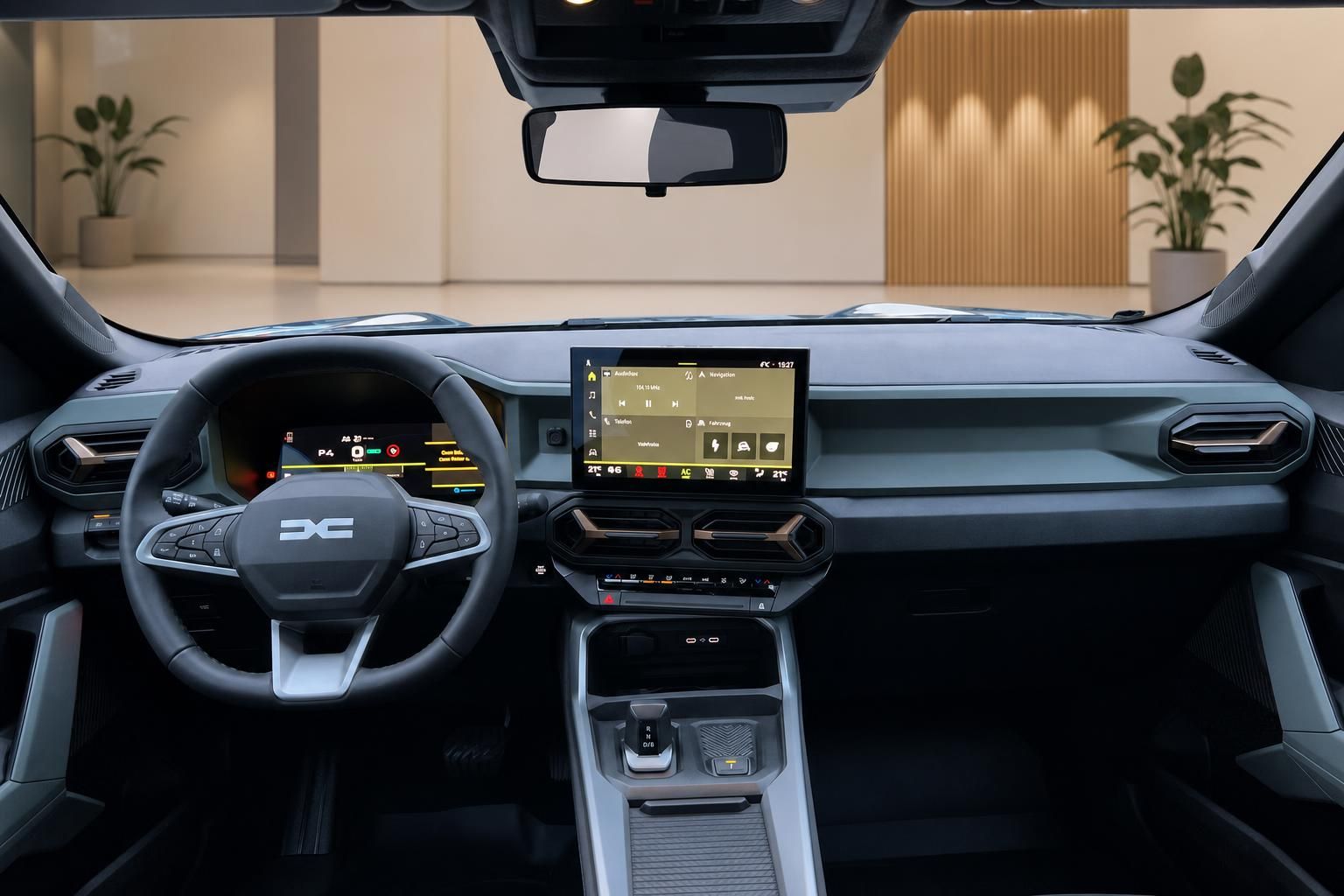 Dacia Armaturenbrett mit digitalem Display, Touchscreen und modernem Interieur Design