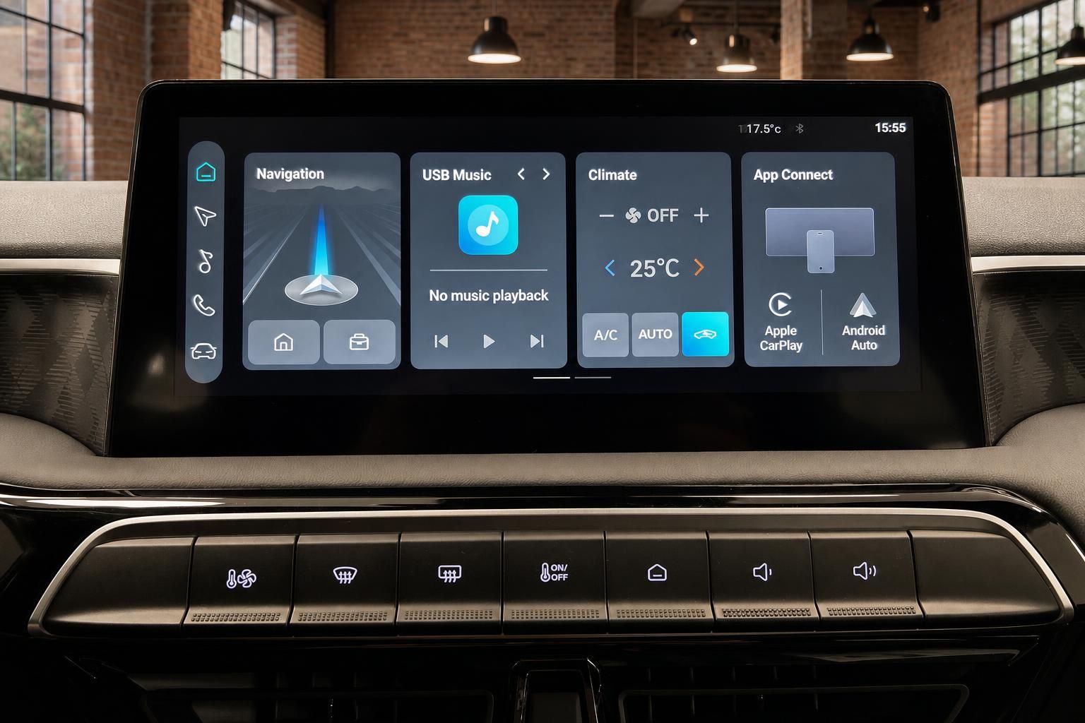 Infotainment-Touchscreen mit Navigation, Klima und App-Connect im MG