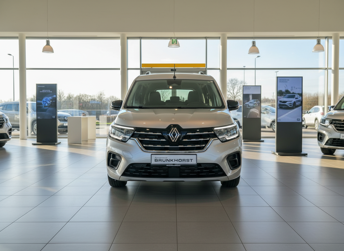 Renault Kangoo Frontansicht silber im Autohaus Brunkhorst Showroom