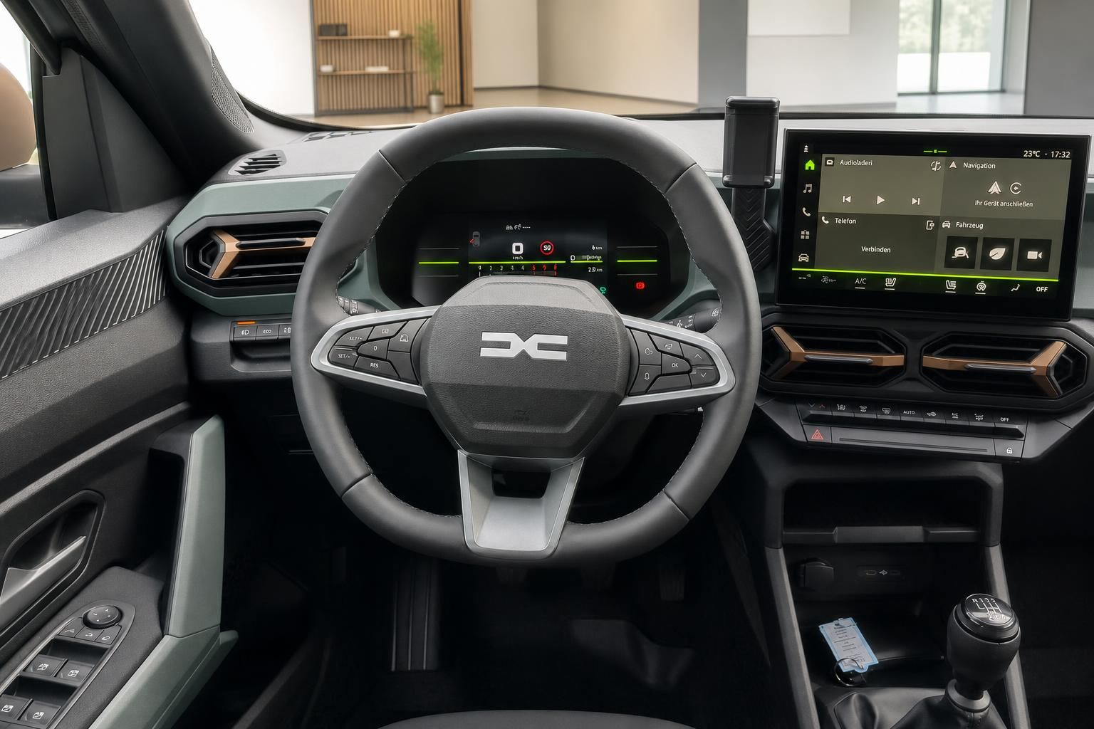 Cockpit mit Lenkrad und Digitaltacho im Dacia Innenraum