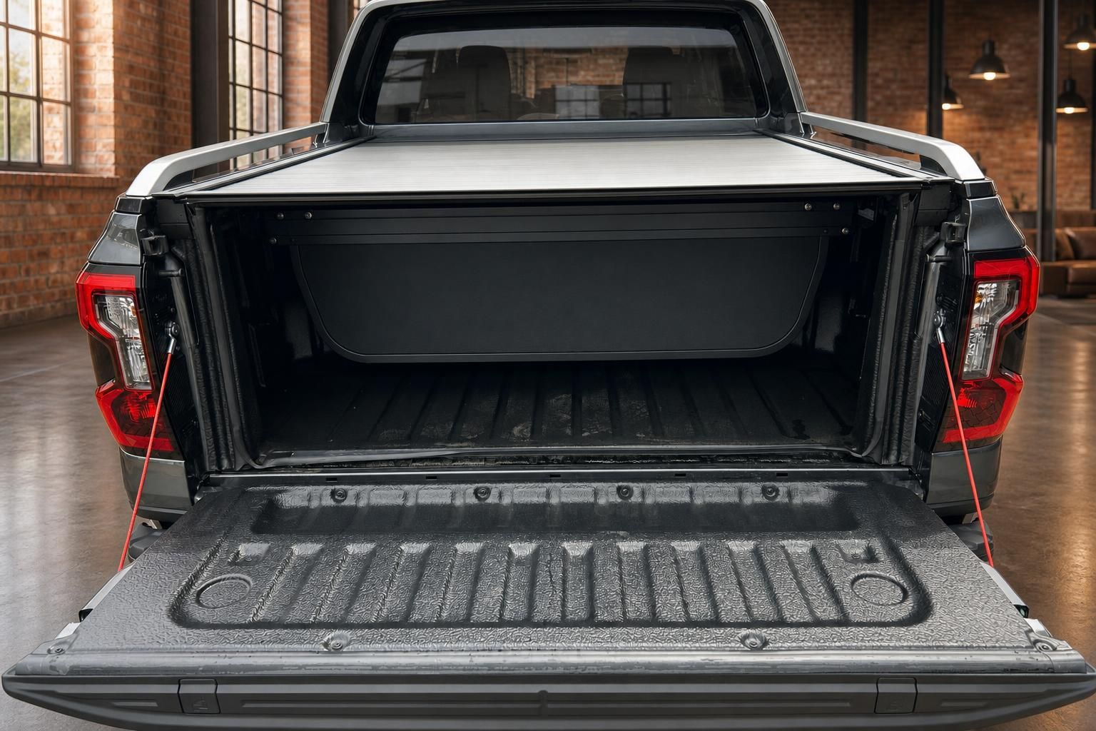 Ford Ranger Ladefläche mit geöffneter Heckklappe und Abdeckung