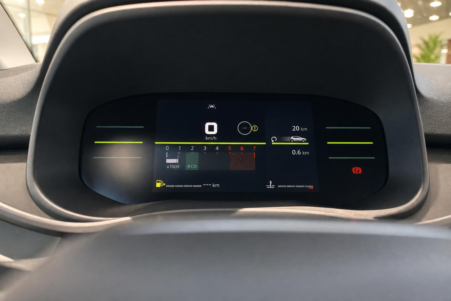 Digitales Kombiinstrument Fahrzeug-Cockpit mit Drehzahlmesser und ECO-Modus-Anzeige