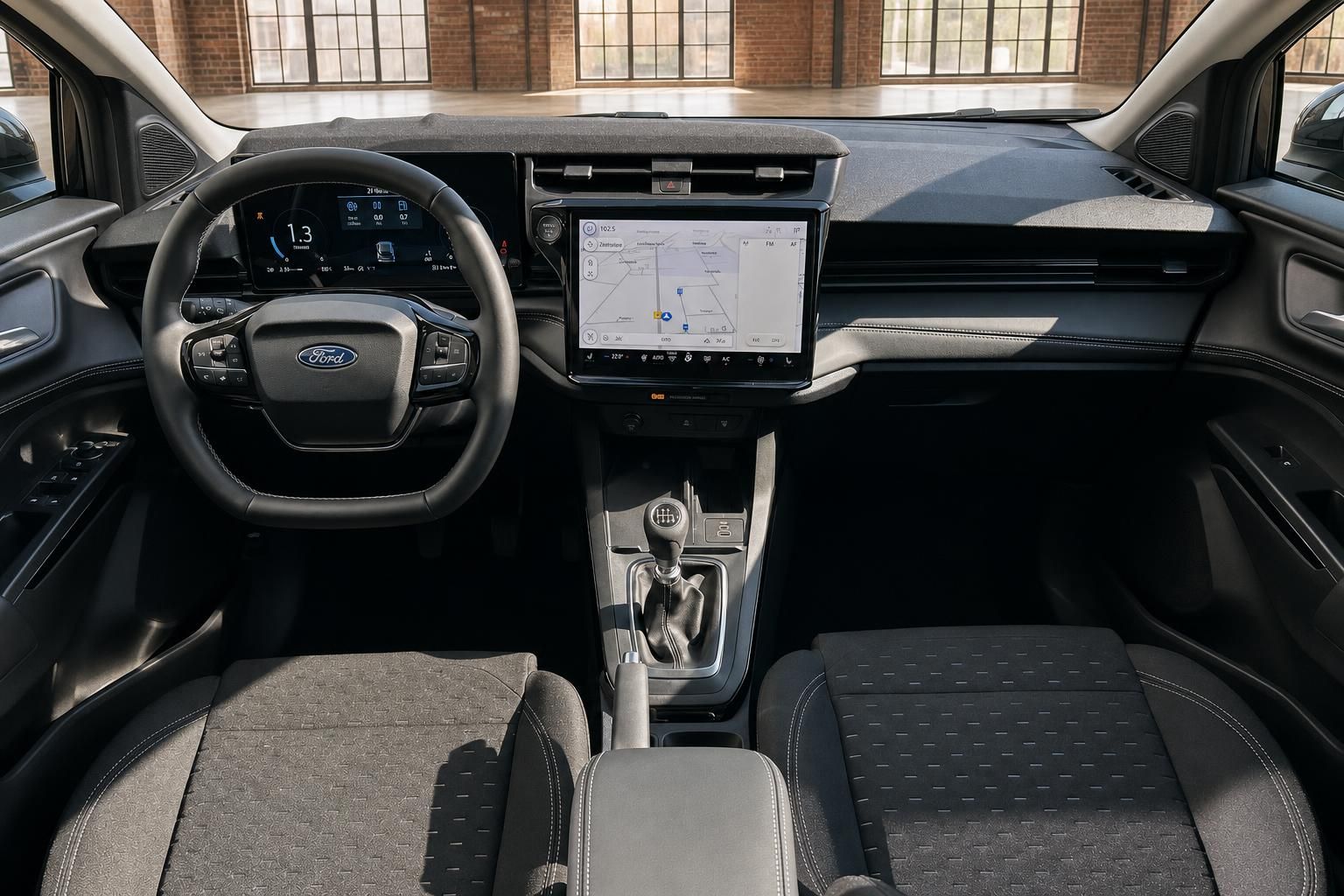 Ford Interieur Frontansicht mit digitalem Tacho, Infotainment-Display und Schaltung