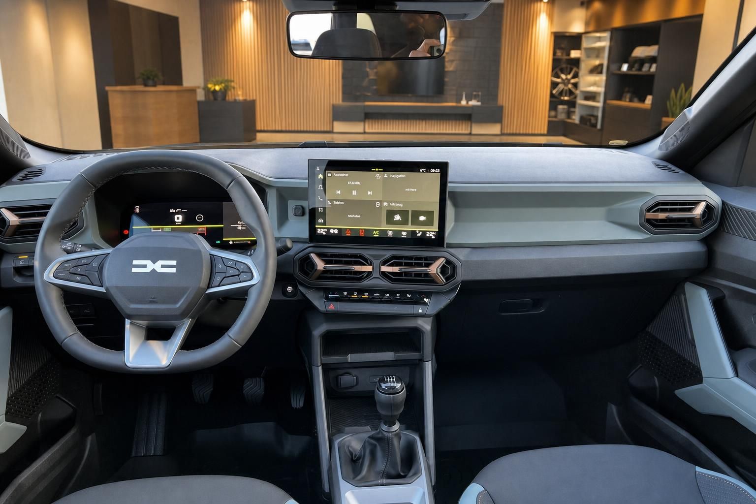 Dacia Cockpit mit digitalen Instrumenten und Infotainment-System