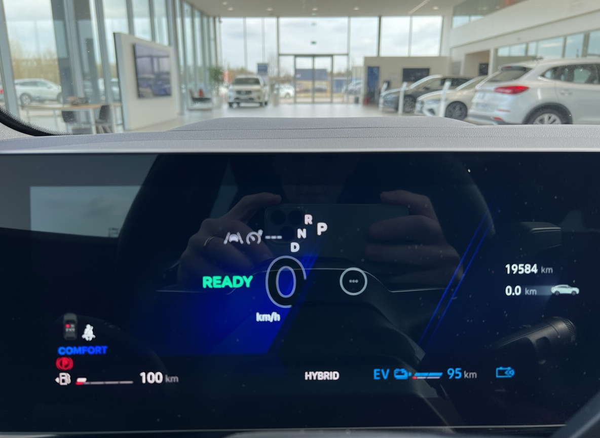 Hyundai Hybrid Cockpit Display READY mit 19584 km, EV-Reichweite 95 km, Comfort-Modus, Innenraum Händler
