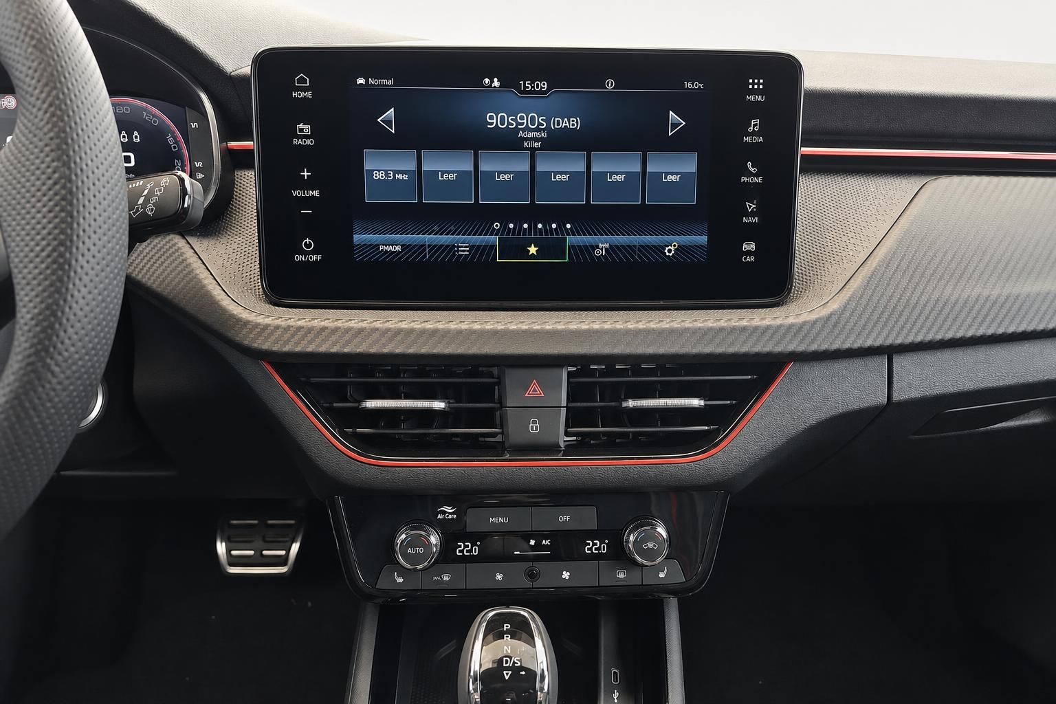 Skoda Kamiq Infotainment-Display und Klimabedienung im Detail