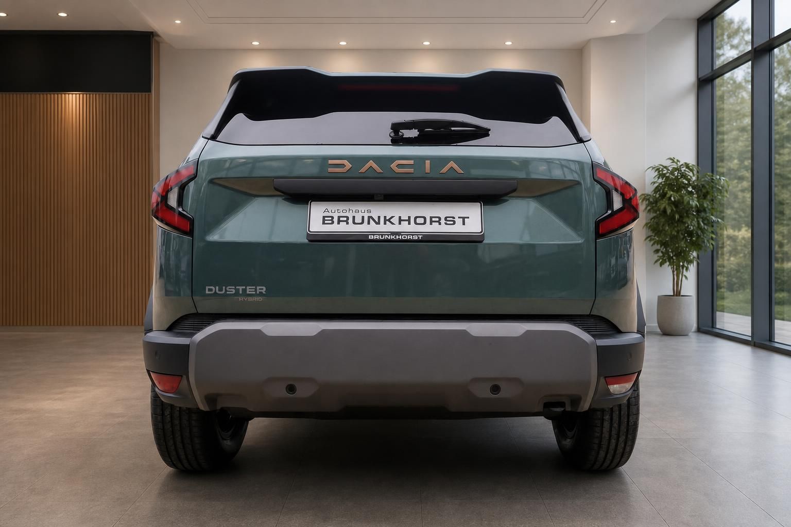 Dacia Duster Hybrid Heckansicht in Grün beim Autohaus Brunkhorst