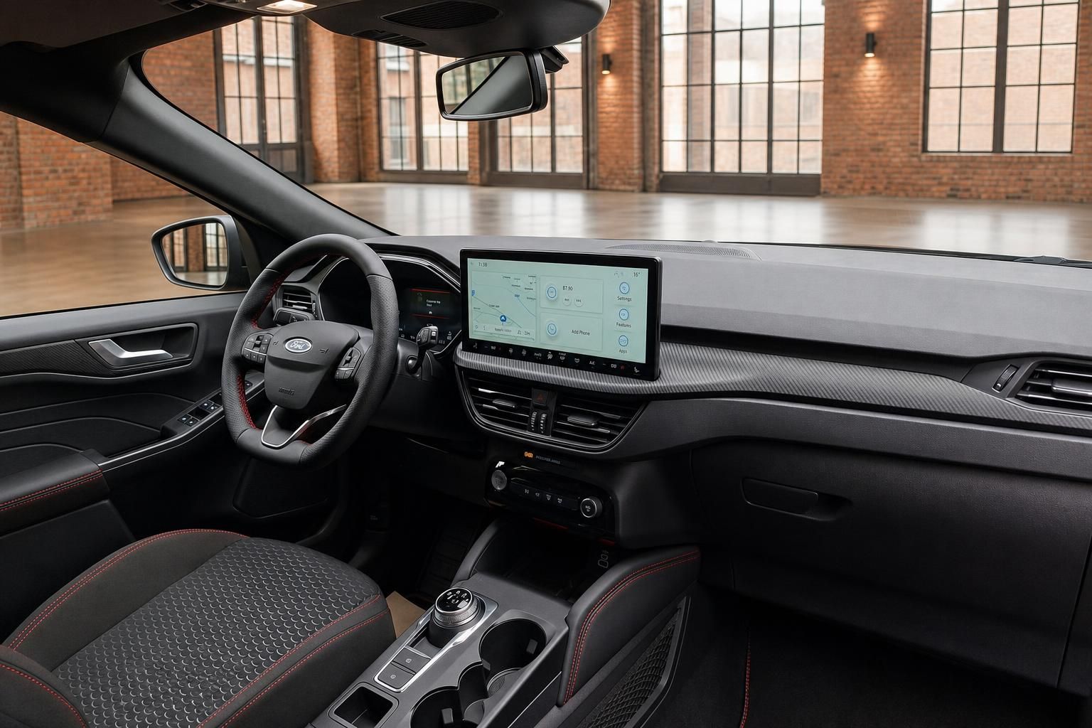 Ford Cockpit mit Touchscreen Navigation und Sportlenkrad