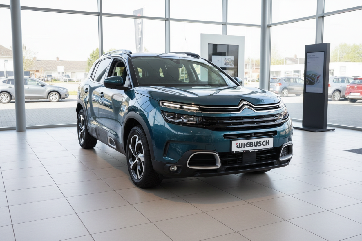 Citroën C5 Aircross SUV in Petrolblau im Autohaus Wiebusch Showroom