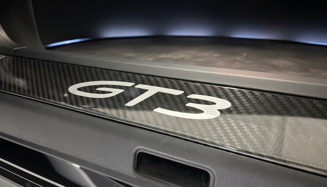 Porsche 911 GT3 Innenraum Carbon-Armaturenbrett mit GT3 Schriftzug