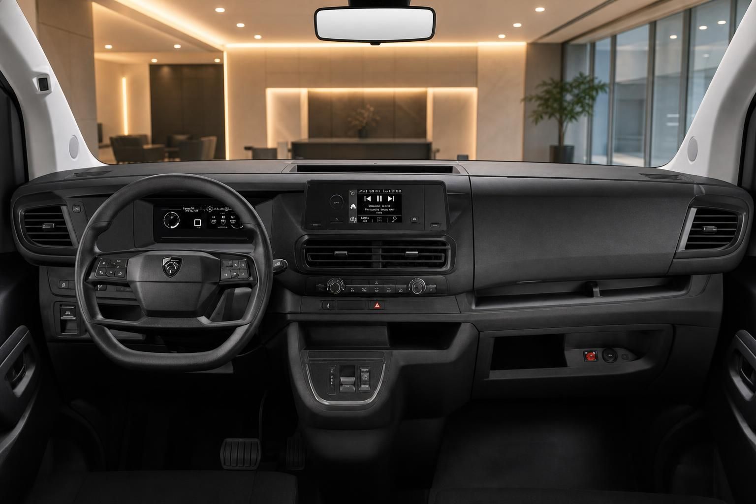 Peugeot Expert Innenraum, Cockpit mit Lenkrad und Touchscreen