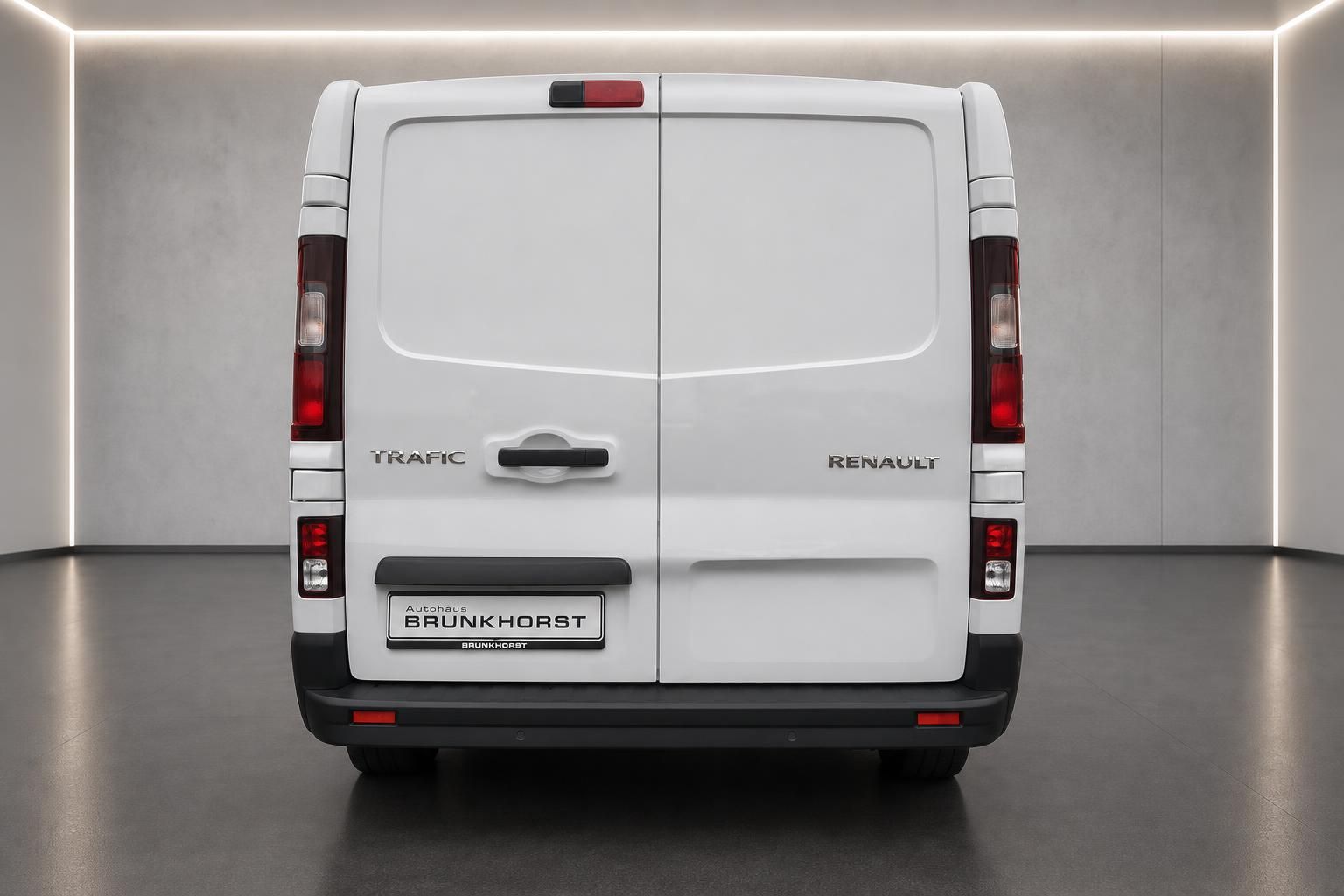 Renault Trafic weiß Heckansicht mit Doppeltüren im Studio