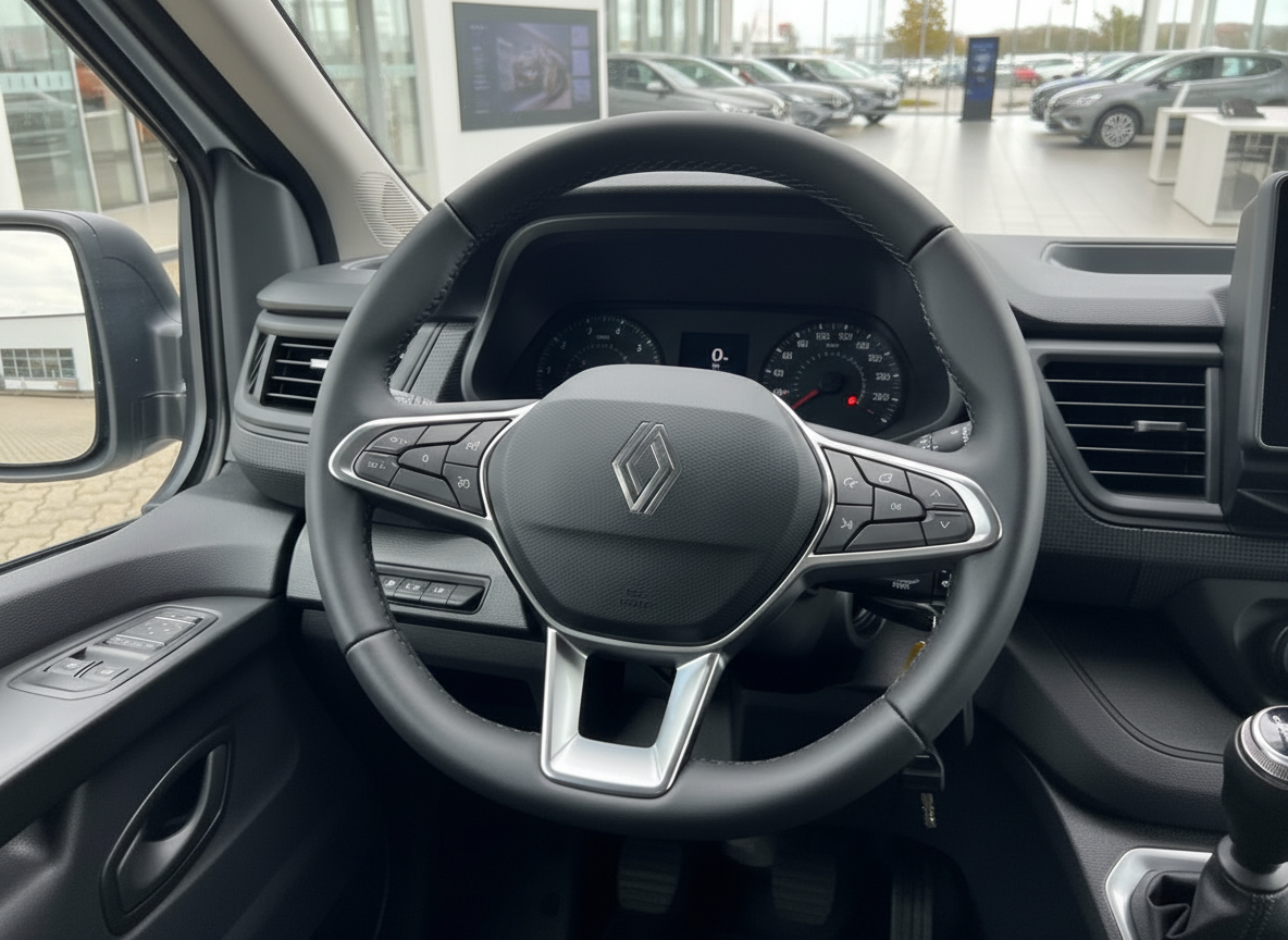 Renault Innenraum mit Lenkrad und Cockpit – Renault Trafic oder Express Neufahrzeug