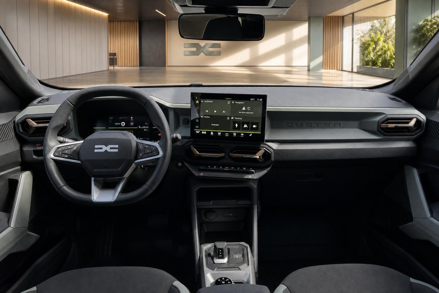 Dacia Duster Innenraum mit schwarzem Cockpit, Touchscreen und modernem Design