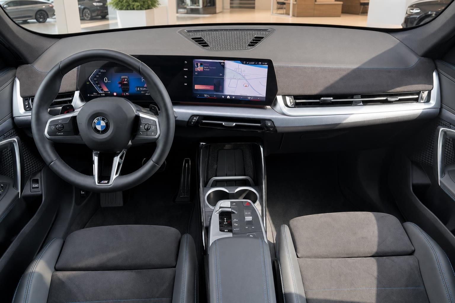 BMW X1 Cockpit mit Lenkrad, Display und Mittelkonsole