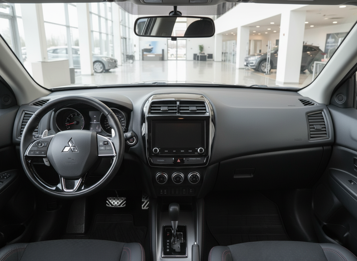 Mitsubishi ASX Innenraum mit Cockpit, Lenkrad und Infotainmentsystem im Autohaus