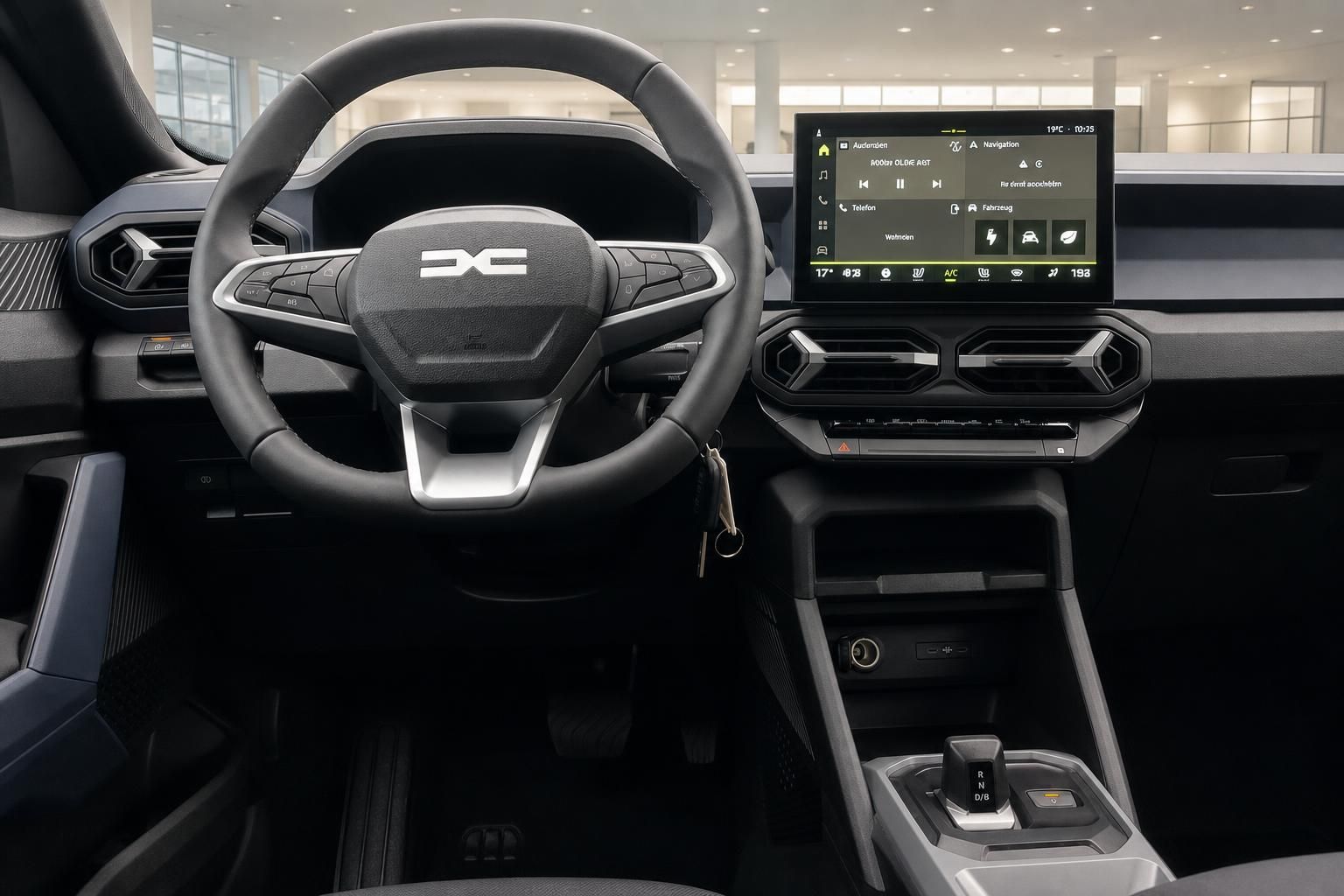 Dacia Bigster Innenraum Cockpit mit Lenkrad und Touchscreen-Infotainment