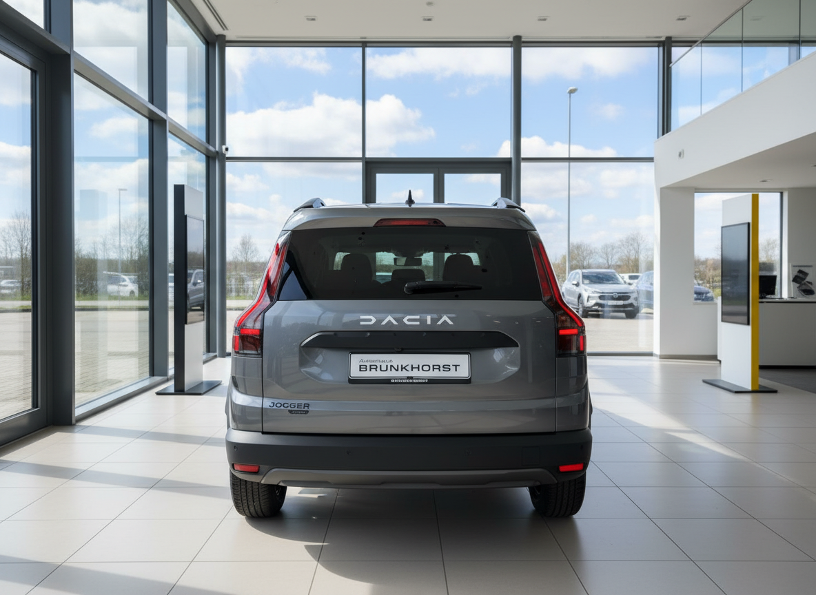 Dacia Jogger grau Heckansicht im Autohaus Brunkhorst Showroom