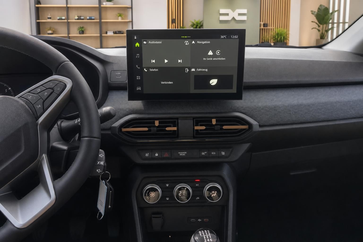 Mittelkonsole mit Touchscreen, Klimabedienung und Lüftungsdüsen