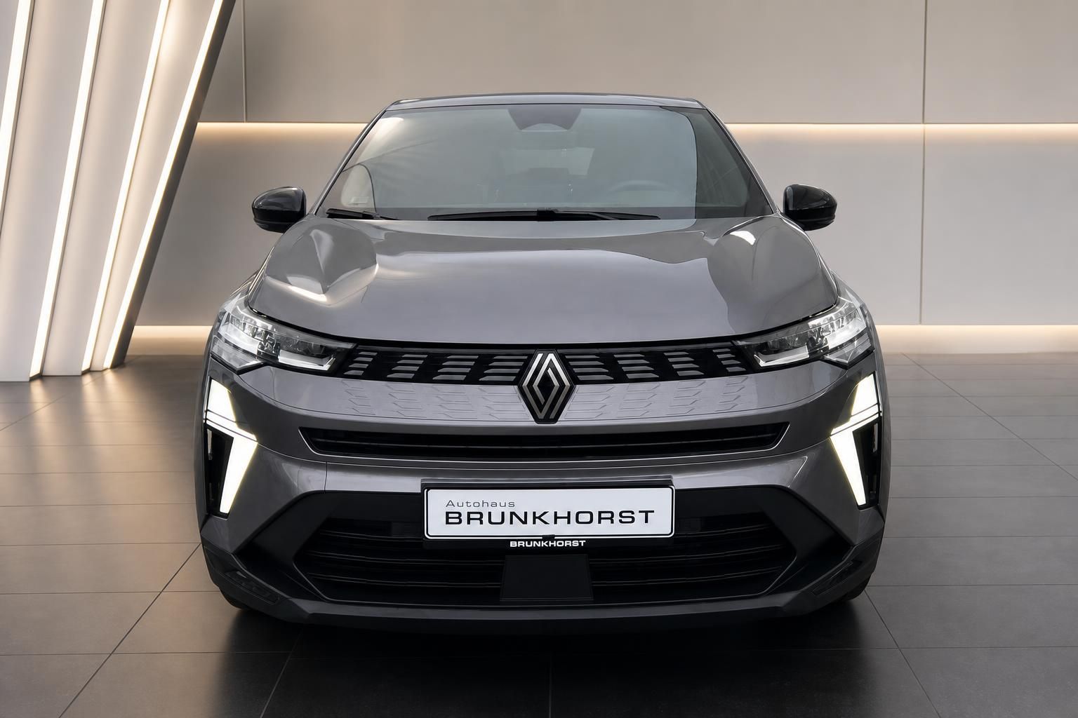 Renault Symbioz SUV grau metallic Frontansicht mit modernen LED-Scheinwerfern
