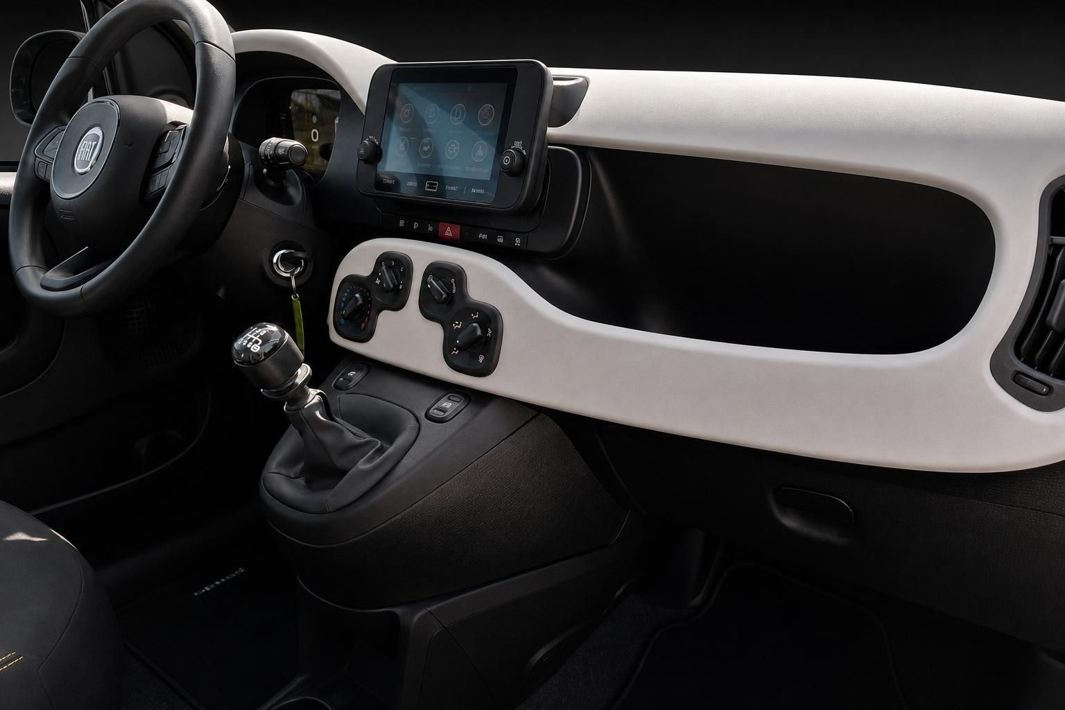 Fiat Panda Innenraum: Cockpit mit Touchscreen und Mittelkonsole