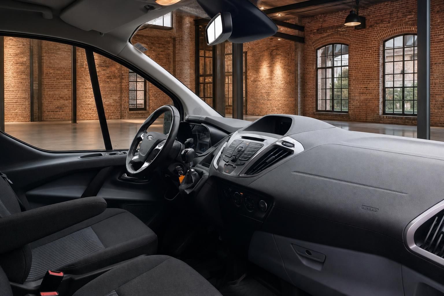 Ford Transit Cockpit mit Armaturenbrett und Lenkrad, Innenansicht