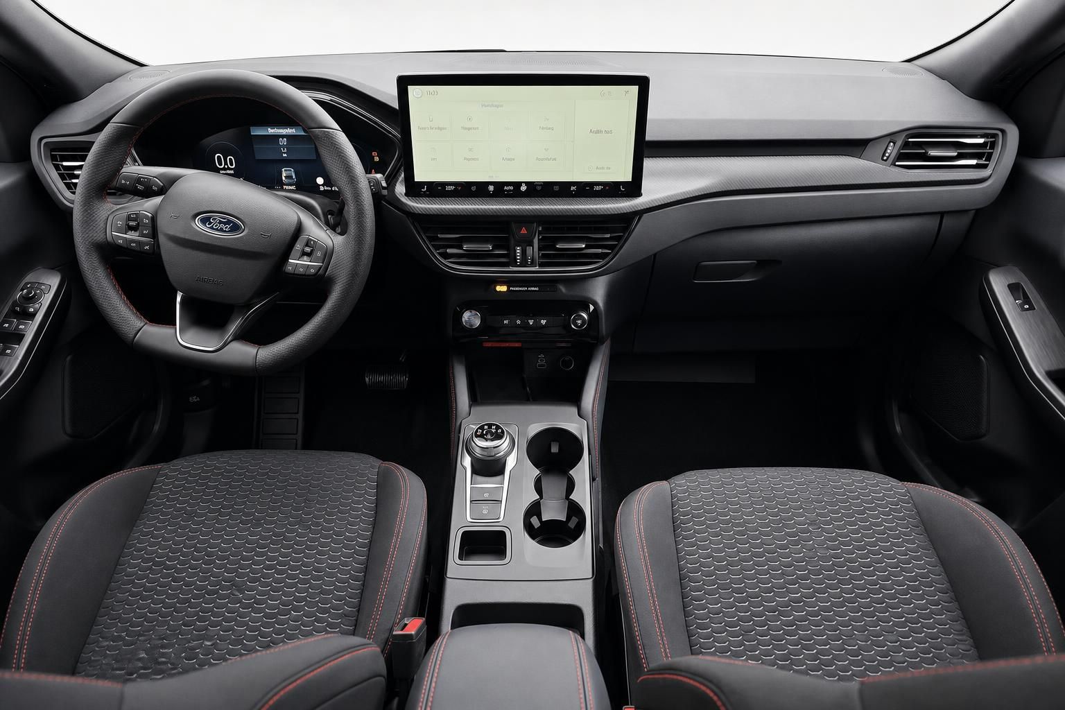 Ford Kuga Cockpit mit Touchscreen, Lenkrad und Vordersitzen