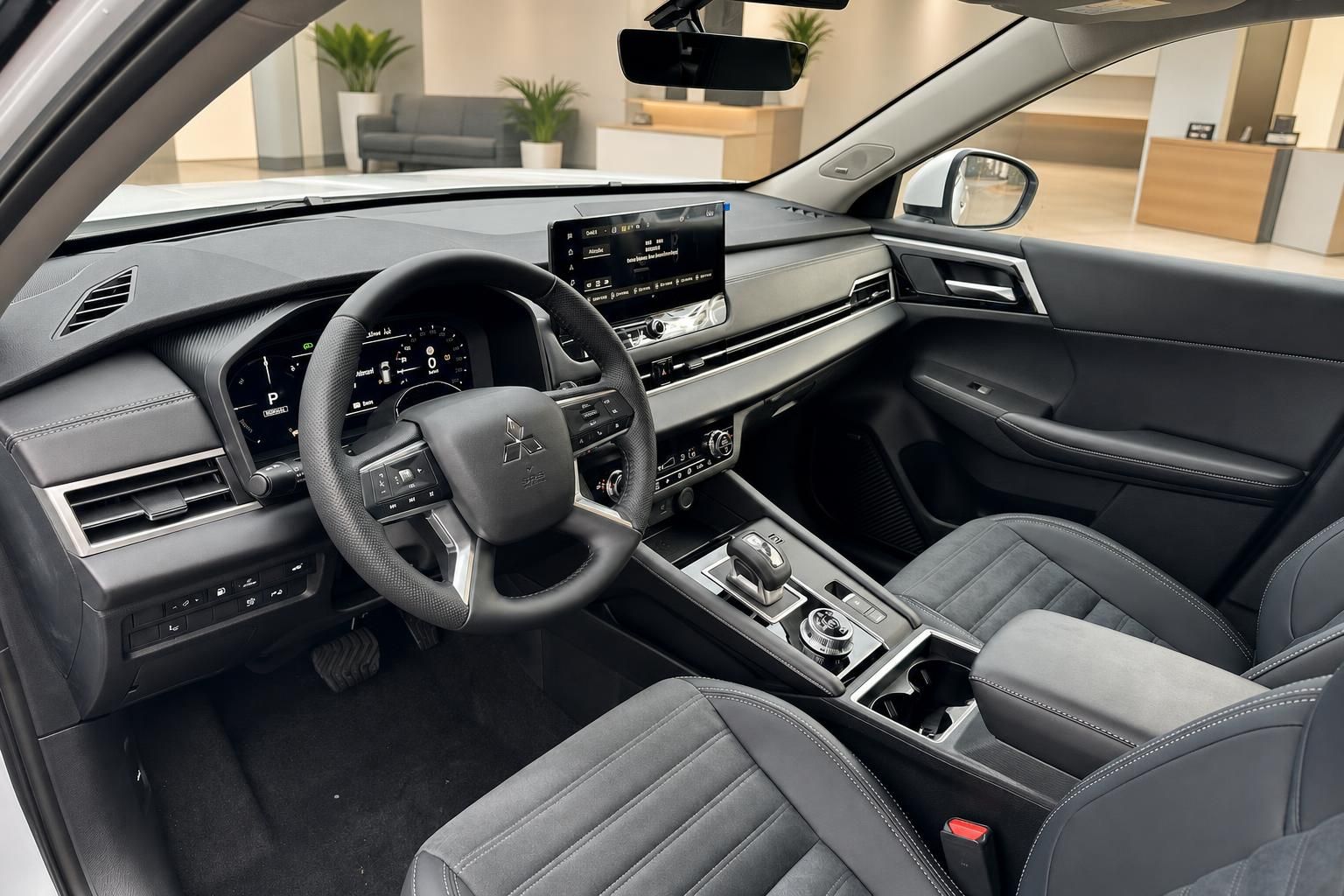 Mitsubishi Outlander Innenraum Cockpit Lenkrad Touchscreen Automatikgetriebe grau
