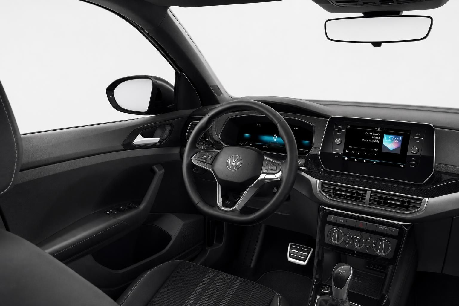 VW T-Roc Innenraum mit Cockpit, Lenkrad und digitalem Display