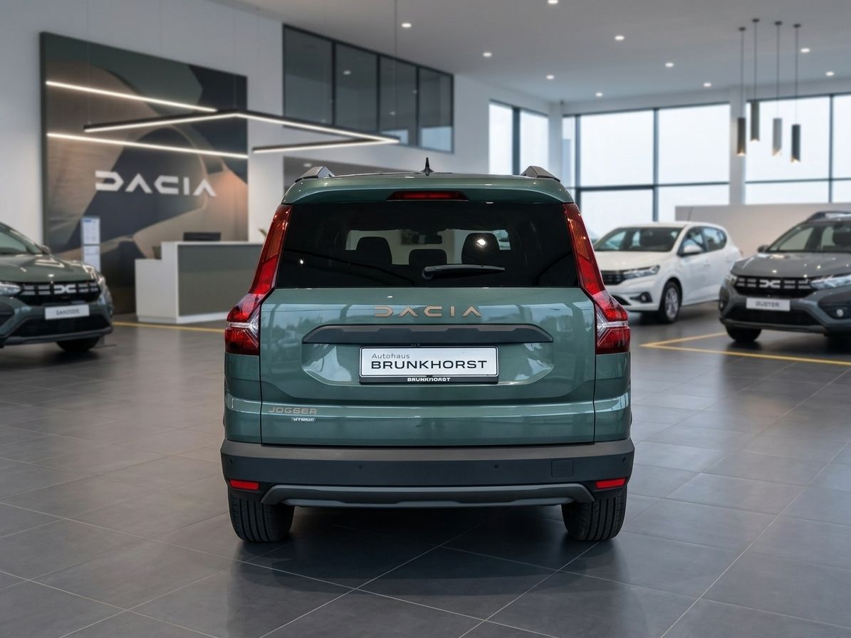 Dacia Jogger Heckansicht grün metallic im Autohaus Brunkhorst Showroom
