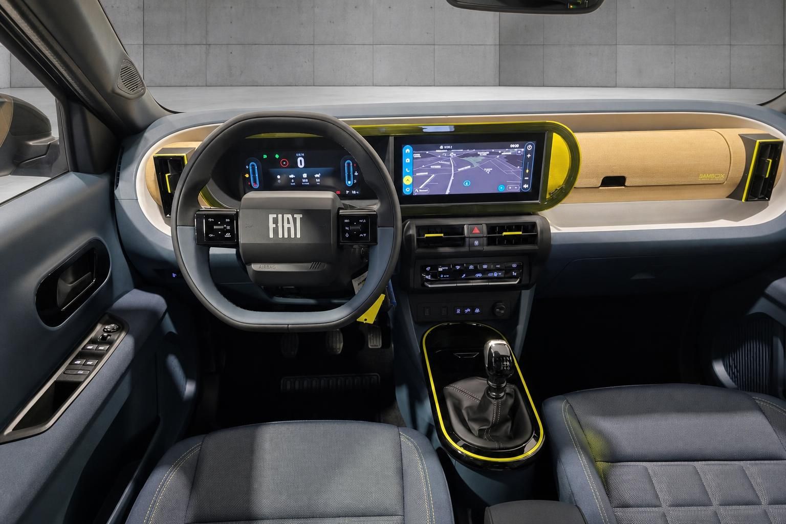 Fiat Innenraum: Armaturenbrett mit Touchscreen und Schaltgetriebe