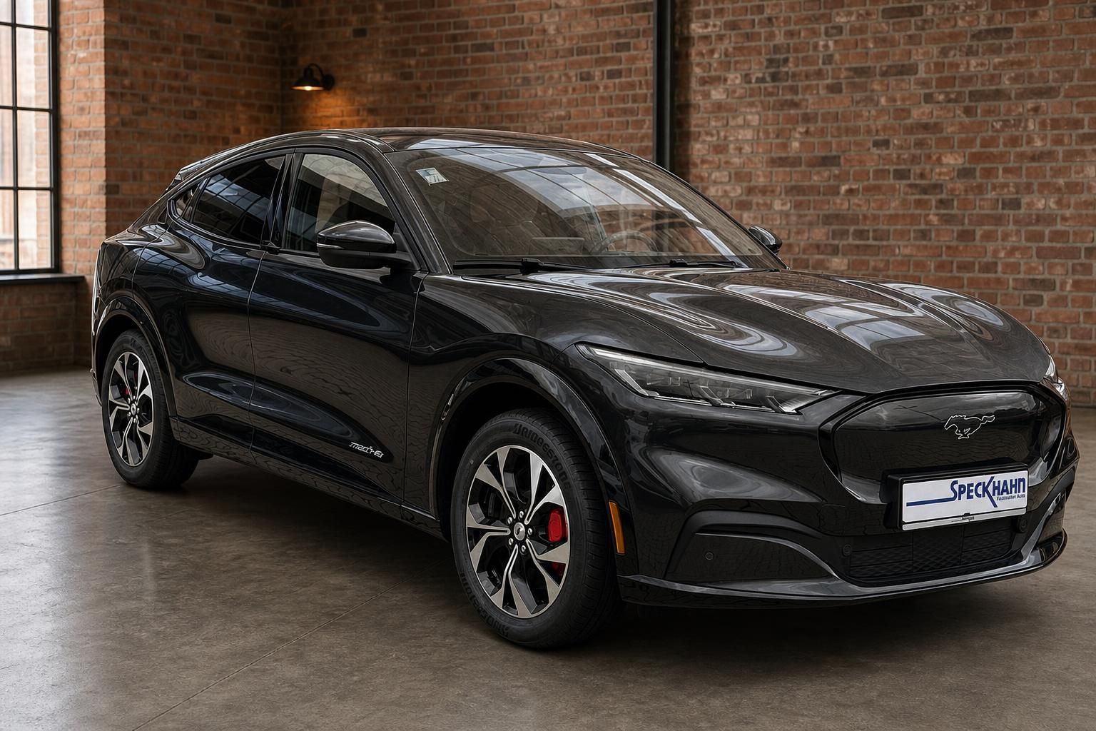 Ford Mustang Mach-E schwarz Frontansicht schräg rechts – Elektro-SUV Mach-E kaufen