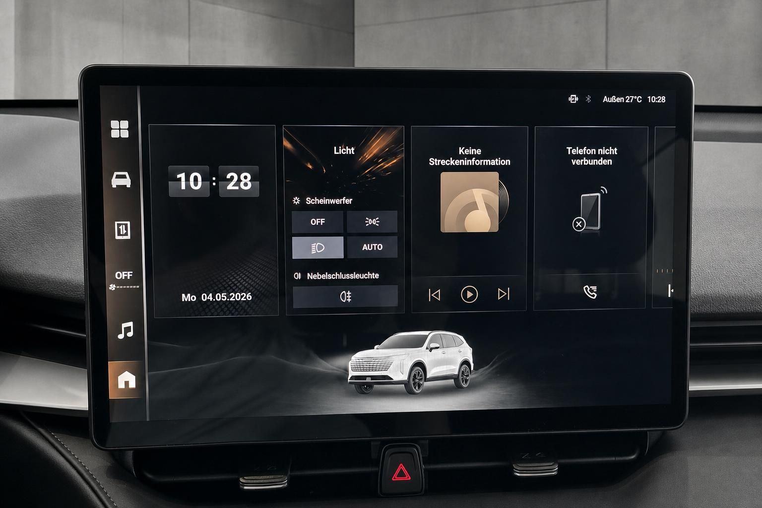 Infotainment-Display des GWM Haval H6 mit Bordcomputer-Menü