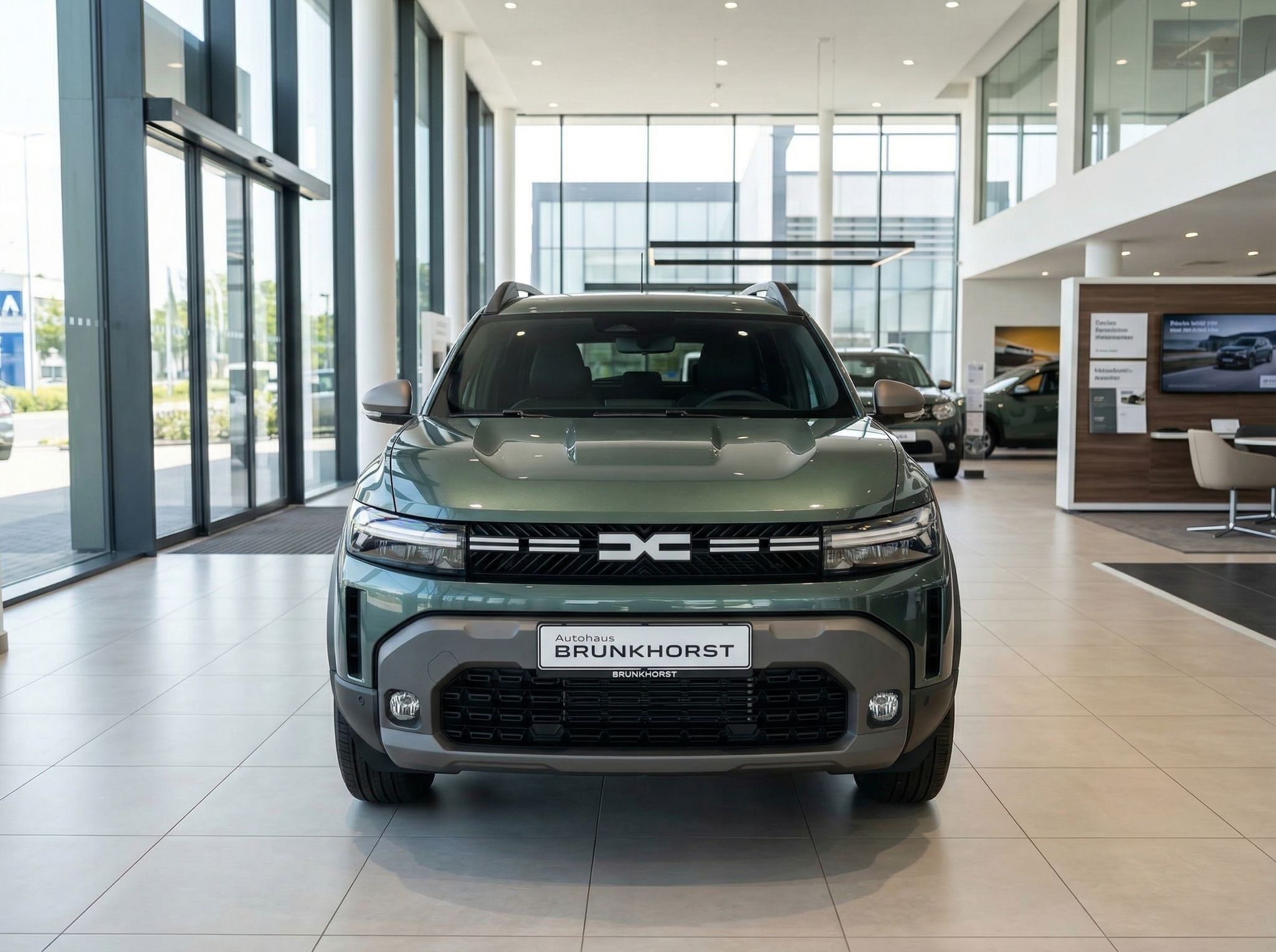 Dacia Bigster SUV Frontansicht grün metallic - Autohaus Brunkhorst Händlerkennzeichen
