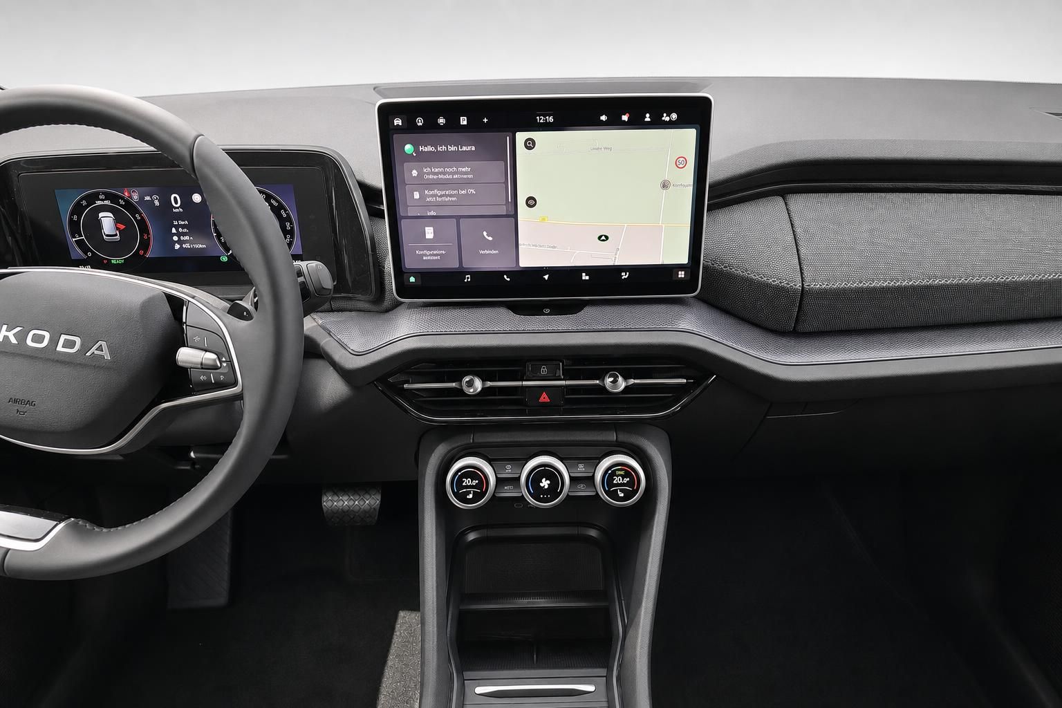 Škoda Cockpit mit Touchscreen Navigation und Klimabedienung, Detail