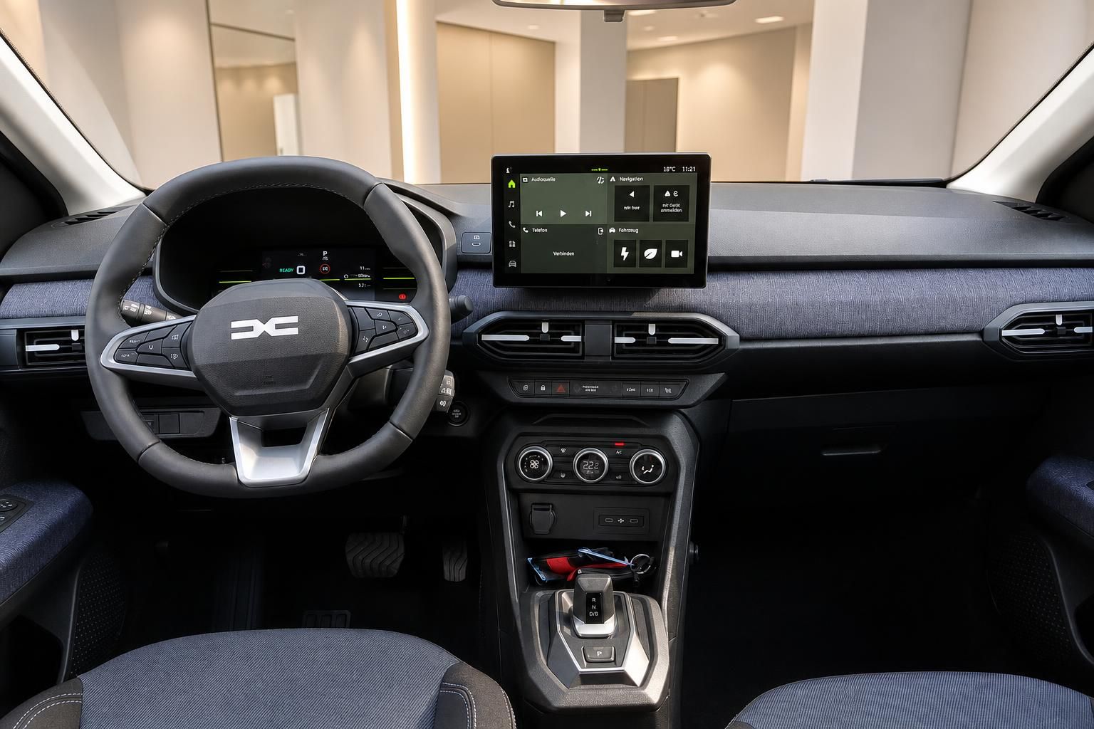 Dacia Jogger Innenraum Cockpit mit Lenkrad und Touchscreen-Display