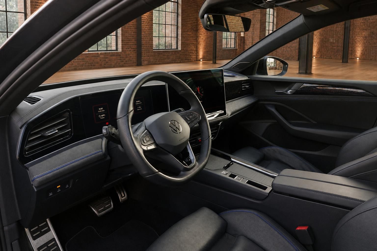 VW Innenraum Cockpit mit Lenkrad und digitalem Display