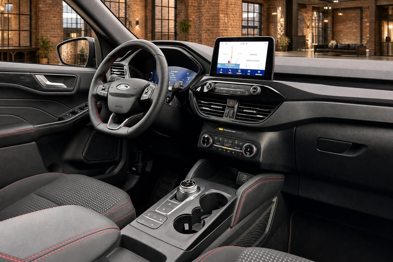 Ford Cockpit mit Touchscreen Navigation und Mittelkonsole im Detail