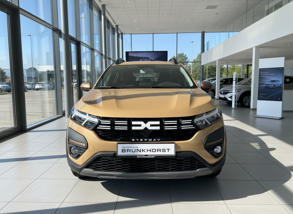 Dacia Stepway in Gold-Braun Frontansicht im Autohaus Brunkhorst Showroom