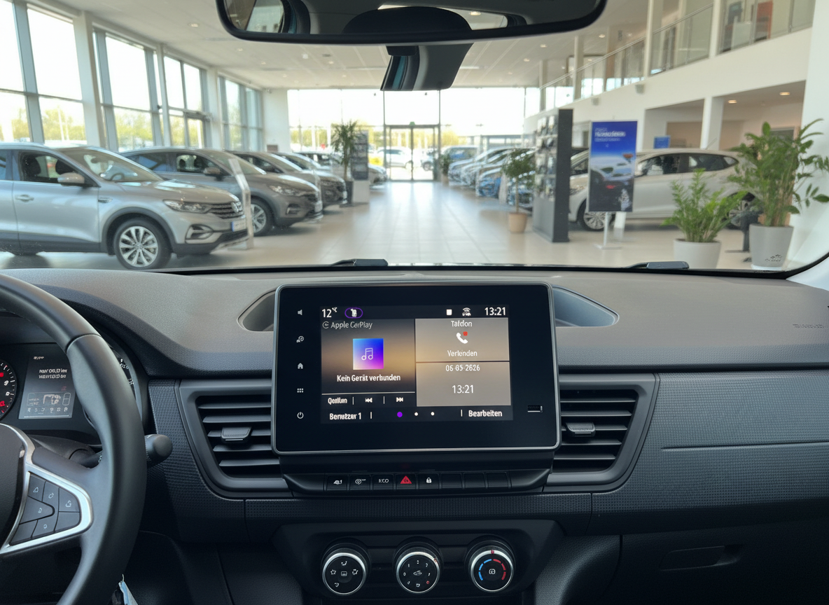 Renault Innenraum mit Apple CarPlay Infotainment-Display im Autohaus