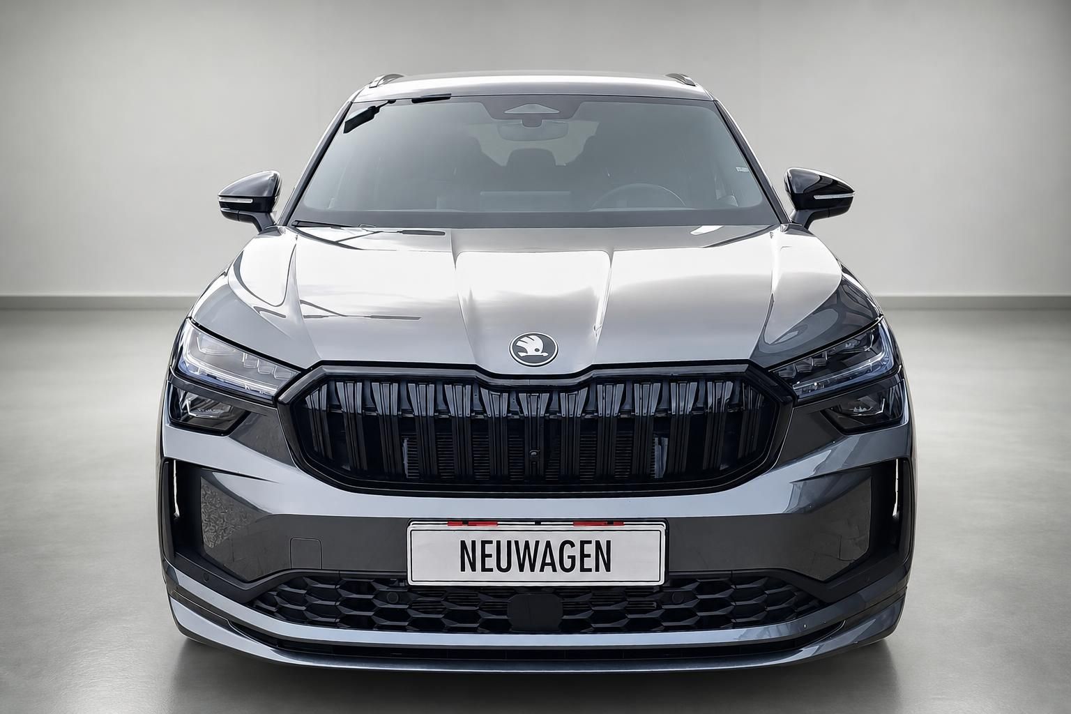 Skoda Kodiaq SUV grau, Frontansicht mit markanter Kühlergrill-Optik