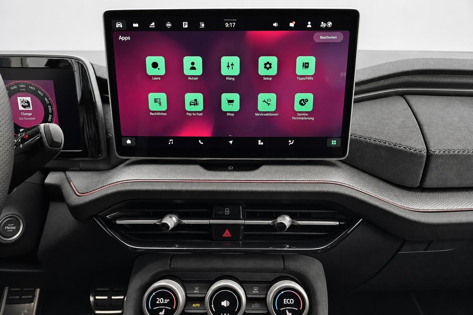 Skoda Infotainment Touchscreen mit Apps Menue im Detail