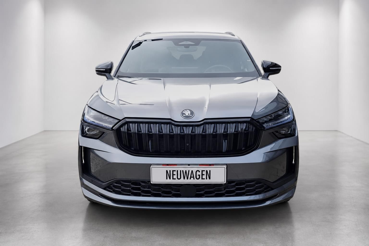 Skoda SUV grau Frontansicht Studioaufnahme Neuwagen