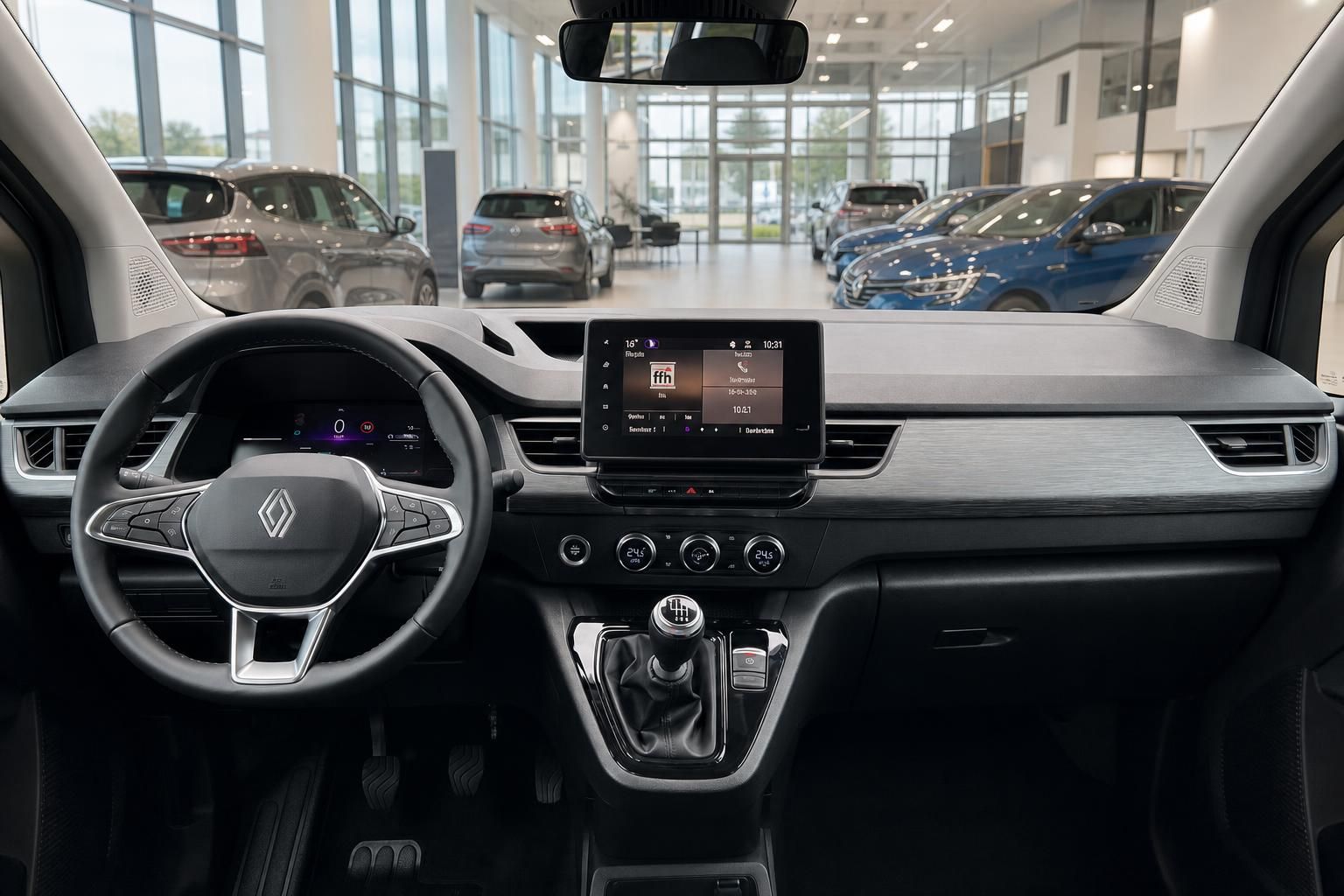 Renault Kangoo Cockpit Innenraum mit Touchscreen und Schaltgetriebe