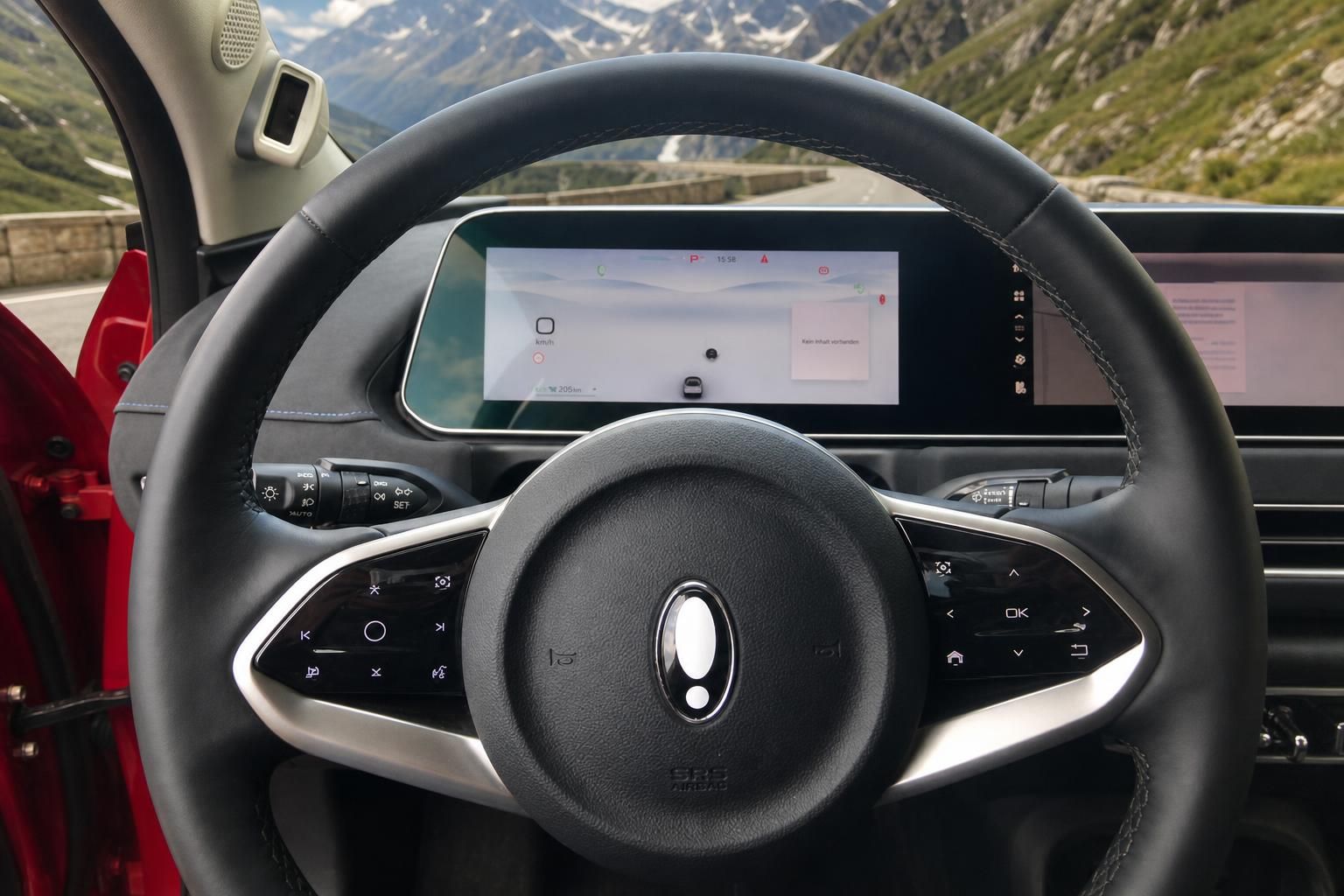 GWM ORA Cockpit Lenkrad mit Digitaldisplay und Infotainmentsystem Innenansicht